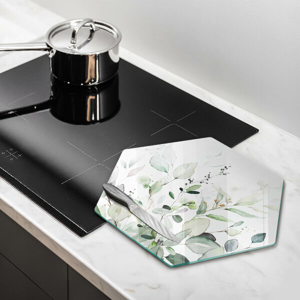 Tabla de cortar de vidrio Plantas de acuarela