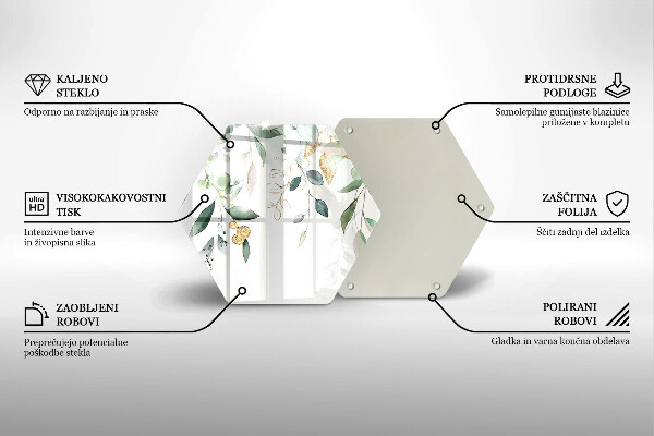 Tabla de cortar de vidrio Hojas de acuarela