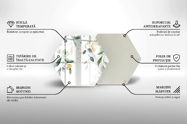 Tabla de cortar de vidrio Hojas de acuarela