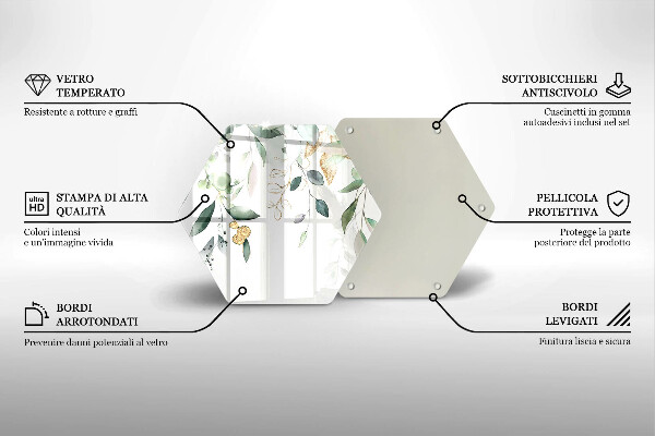 Tabla de cortar de vidrio Hojas de acuarela