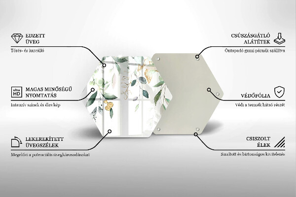 Tabla de cortar de vidrio Hojas de acuarela