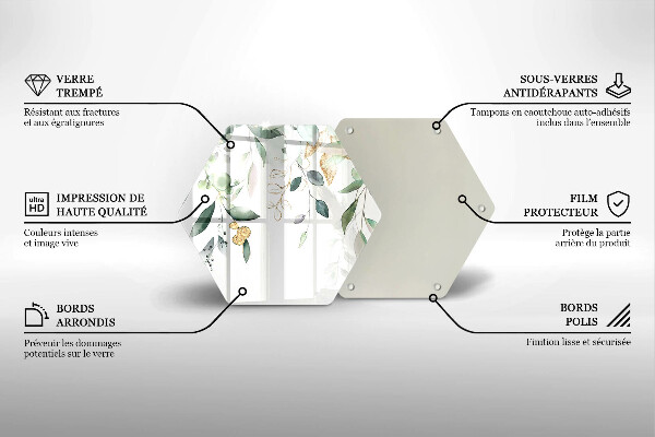 Tabla de cortar de vidrio Hojas de acuarela