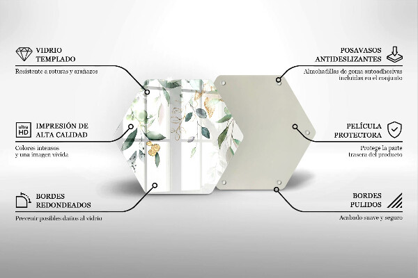 Tabla de cortar de vidrio Hojas de acuarela