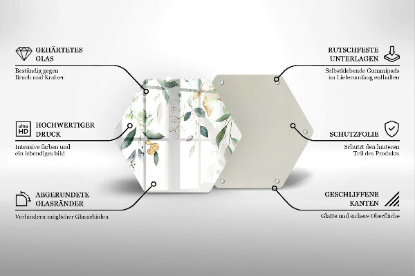 Tabla de cortar de vidrio Hojas de acuarela