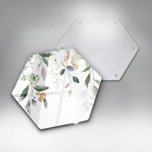 Tabla de cortar de vidrio Hojas de acuarela