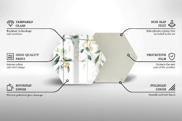 Tabla de cortar de vidrio Hojas de acuarela