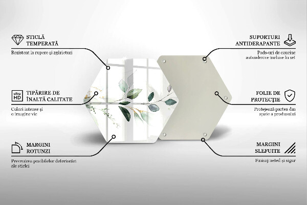 Tabla de cortar de vidrio Hojas de acuarela