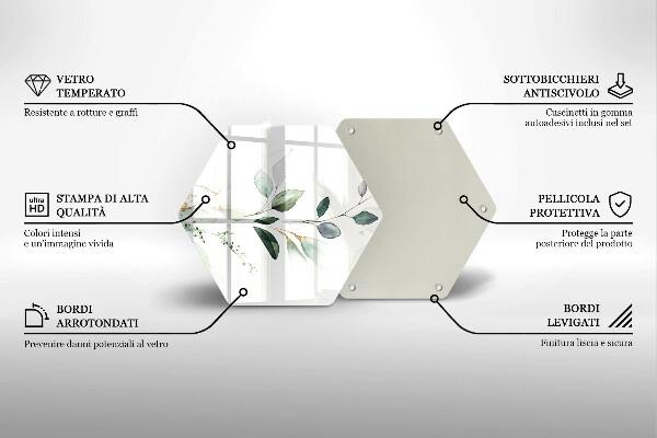 Tabla de cortar de vidrio Hojas de acuarela