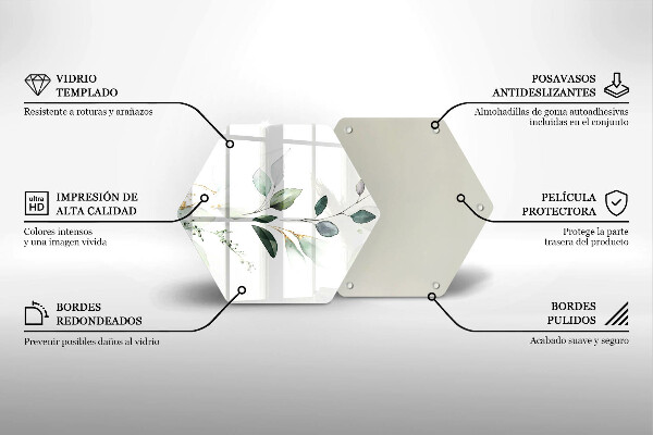 Tabla de cortar de vidrio Hojas de acuarela