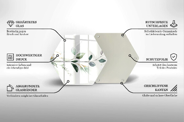 Tabla de cortar de vidrio Hojas de acuarela