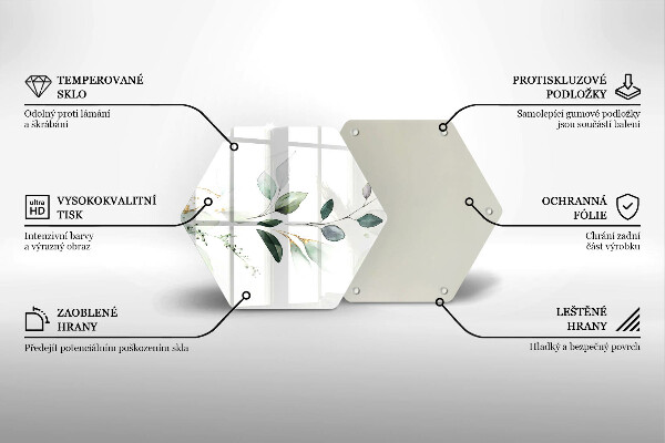 Tabla de cortar de vidrio Hojas de acuarela
