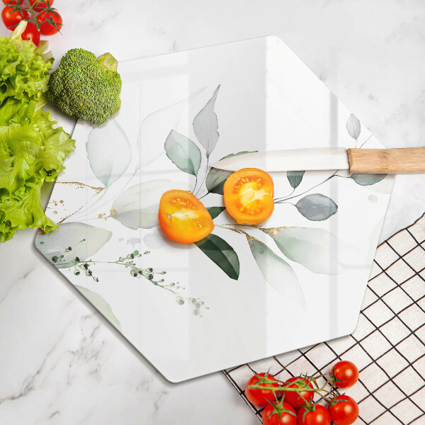 Tabla de cortar de vidrio Hojas de acuarela