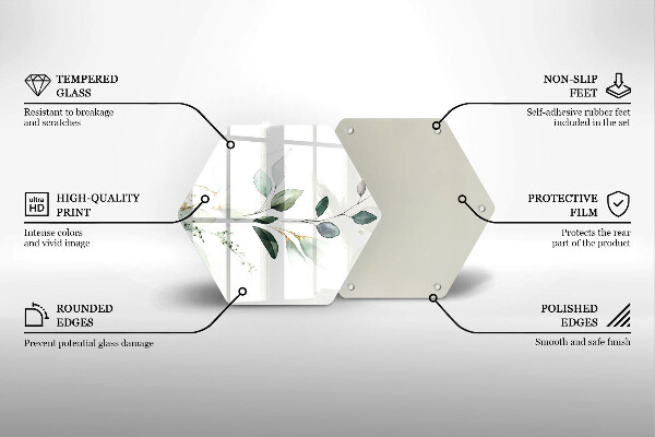 Tabla de cortar de vidrio Hojas de acuarela