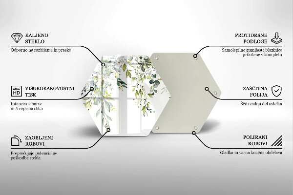 Tabla de cortar de vidrio Hojas y flores decorativas