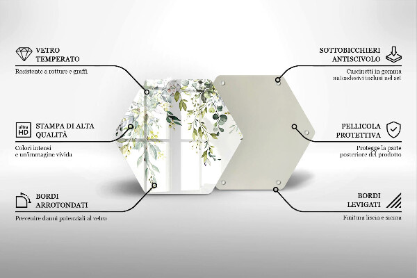 Tabla de cortar de vidrio Hojas y flores decorativas