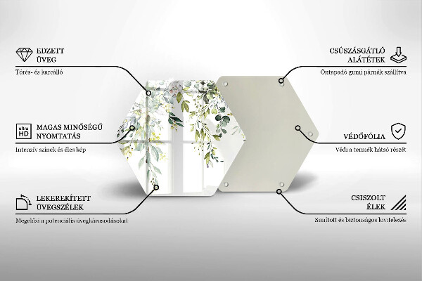 Tabla de cortar de vidrio Hojas y flores decorativas