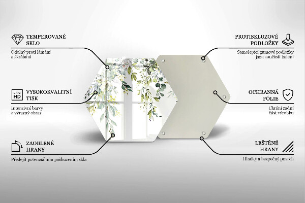 Tabla de cortar de vidrio Hojas y flores decorativas