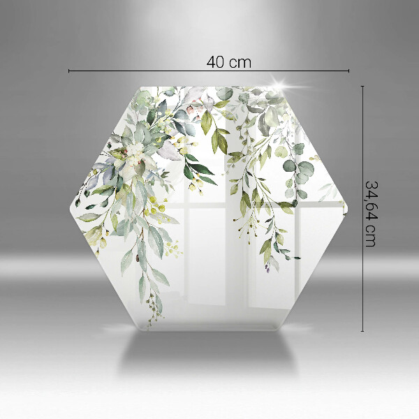 Tabla de cortar de vidrio Hojas y flores decorativas