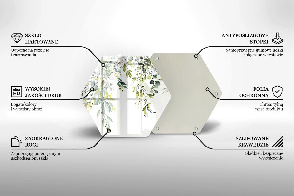 Tabla de cortar de vidrio Hojas y flores decorativas