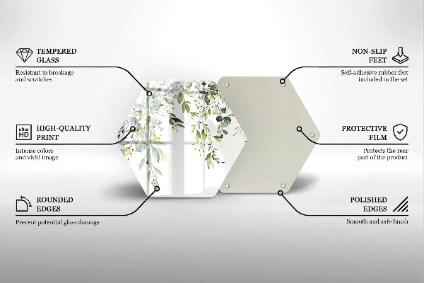 Tabla de cortar de vidrio Hojas y flores decorativas