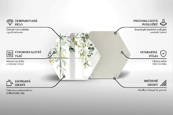 Tabla de cortar de vidrio Hojas y flores decorativas