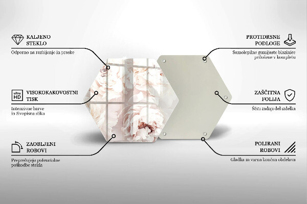 Tabla de cortar de vidrio Peonías pastel