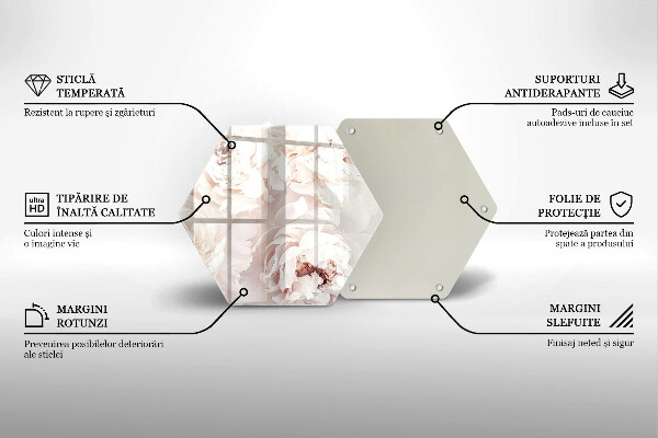 Tabla de cortar de vidrio Peonías pastel