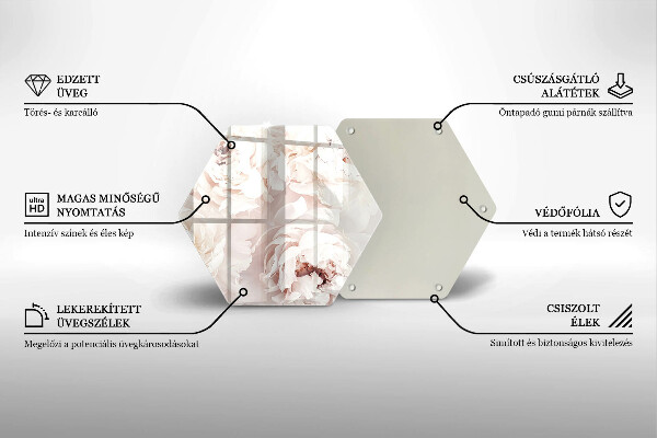Tabla de cortar de vidrio Peonías pastel