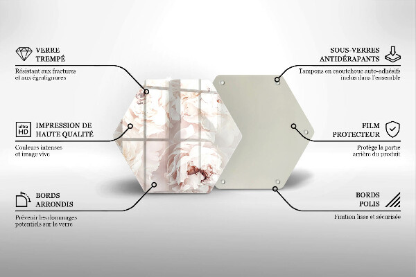Tabla de cortar de vidrio Peonías pastel