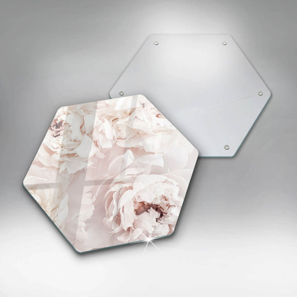 Tabla de cortar de vidrio Peonías pastel