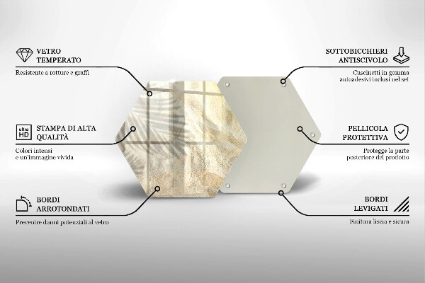Tabla de cortar de vidrio Hojas de palma y arena