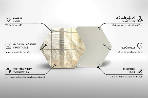 Tabla de cortar de vidrio Hojas de palma y arena