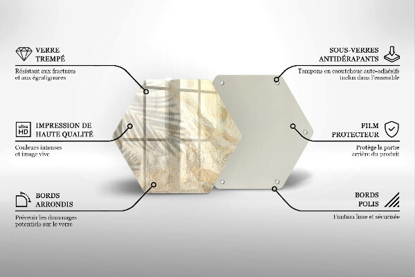 Tabla de cortar de vidrio Hojas de palma y arena