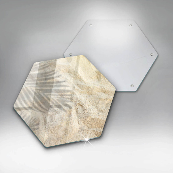 Tabla de cortar de vidrio Hojas de palma y arena