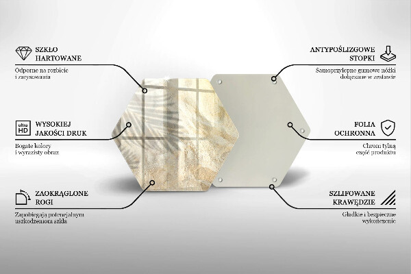 Tabla de cortar de vidrio Hojas de palma y arena
