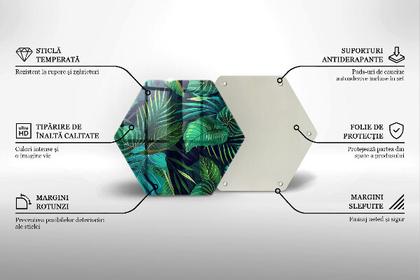Tabla de cortar de vidrio Ilustración de hojas de selva