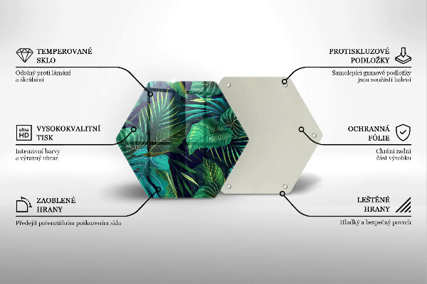 Tabla de cortar de vidrio Ilustración de hojas de selva