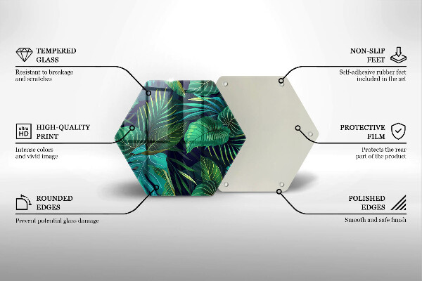 Tabla de cortar de vidrio Ilustración de hojas de selva