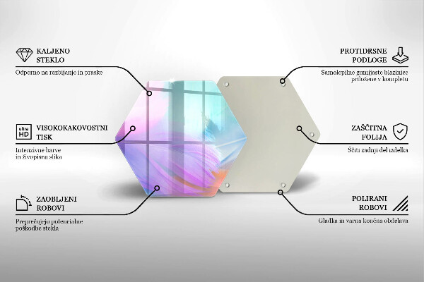 Tabla de cortar de vidrio Plumas pasteles