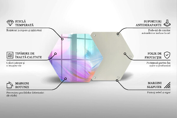 Tabla de cortar de vidrio Plumas pasteles