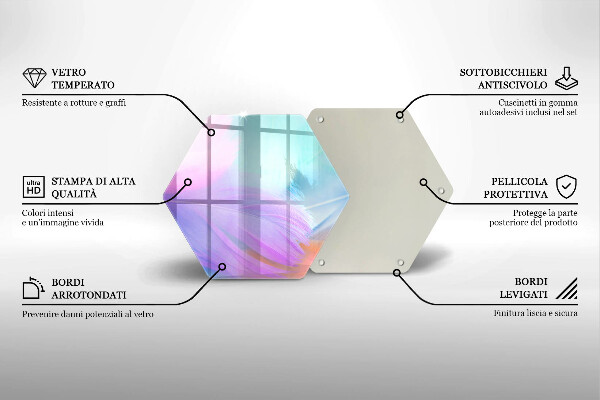 Tabla de cortar de vidrio Plumas pasteles