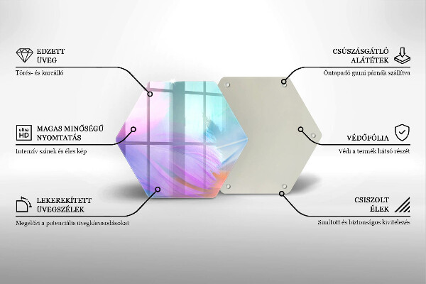 Tabla de cortar de vidrio Plumas pasteles