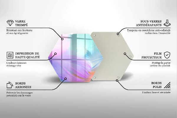 Tabla de cortar de vidrio Plumas pasteles