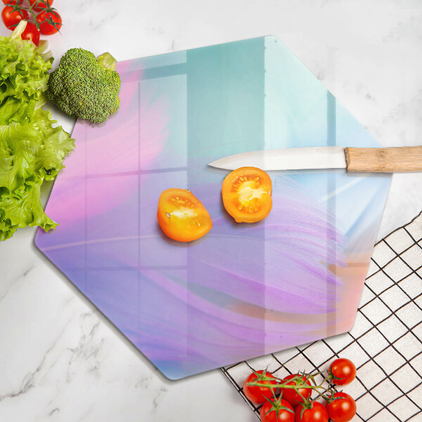 Tabla de cortar de vidrio Plumas pasteles