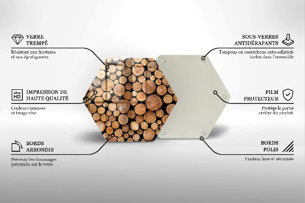 Tabla de cortar de vidrio Troncos de árboles