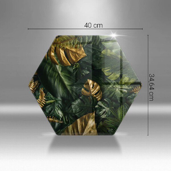 Tabla de cortar de vidrio Hojas de monstera dorada