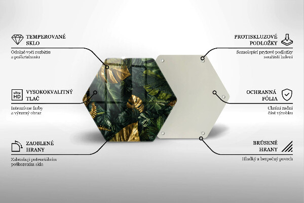 Tabla de cortar de vidrio Hojas de monstera dorada