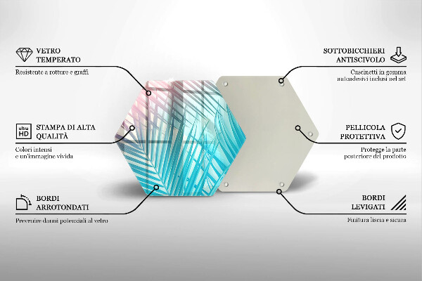 Tabla de cortar de vidrio Hojas pastel