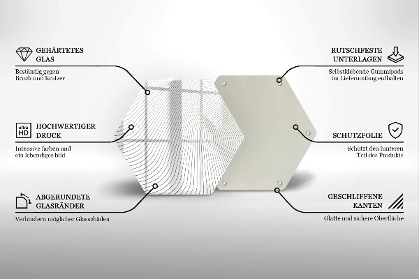 Tabla de cortar de vidrio Patrón de líneas modernas