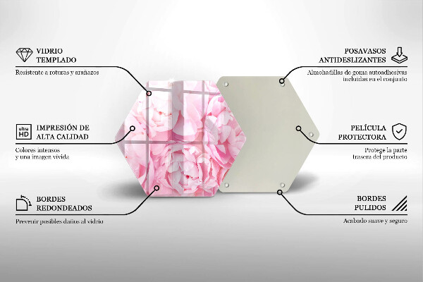 Tabla de cortar de vidrio Peonías delicadas